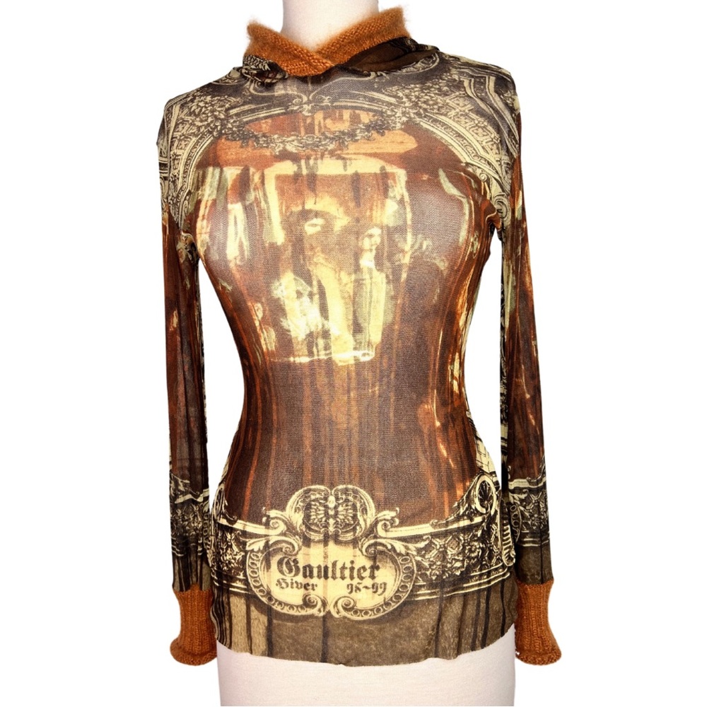 Jean Paul Gaultier Jesus Mesh Hooded Top
